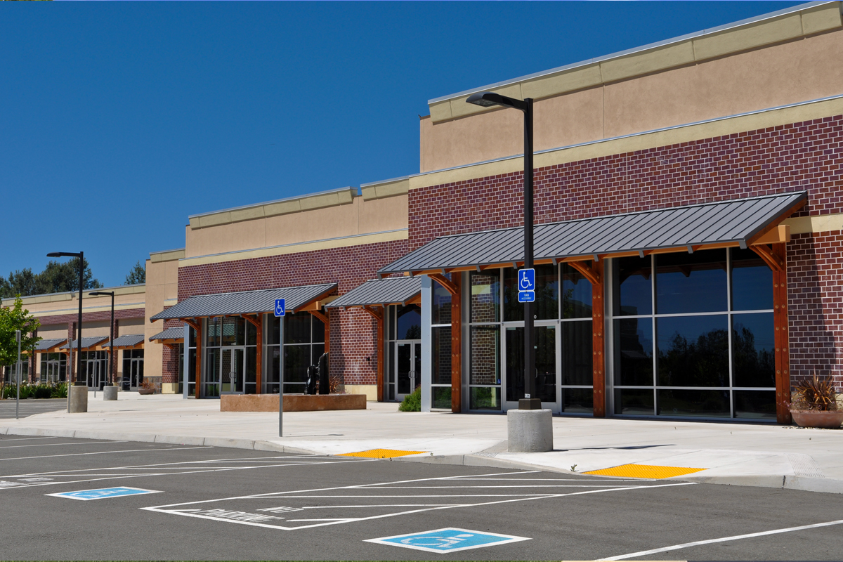 Pavement markings on a new parking lot